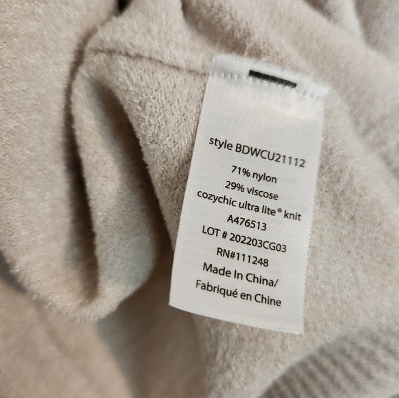 Barefoot Dreams CozyChic Ultra Lite Hooded Seashore Cardigan Cream Medium LARGE - Picture 8 of 9